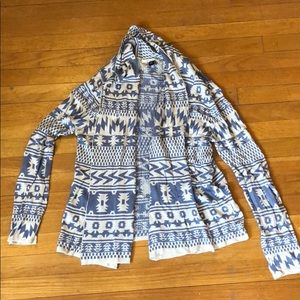 Cream and blue print cardigan